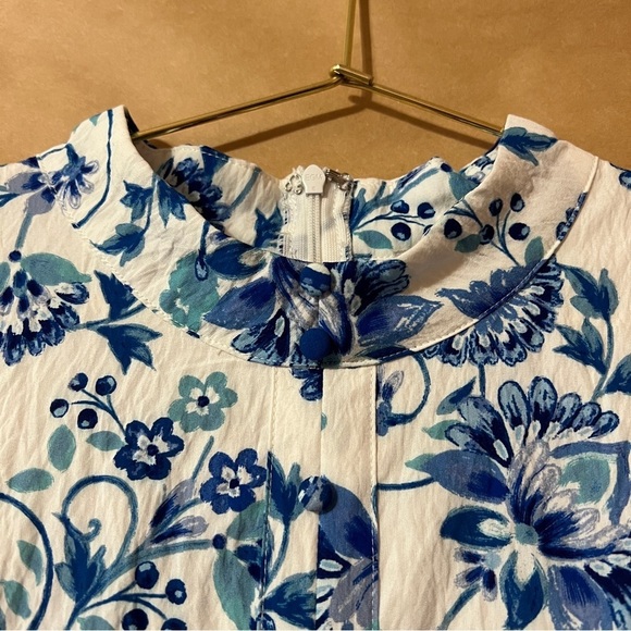 Avara | NWT Peyton Dress Balloon Sleeve High Neck Chinoiserie Floral Size L - Picture 6 of 15